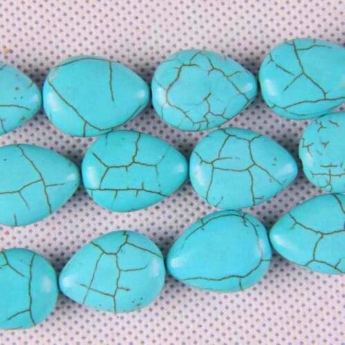 18x13MM Blue Howlite Teardrop Loose Beads 16 Inch Jewelry Making C045