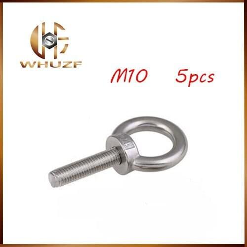 5pcs/lots M10*18 304 Stainless Steel Lifting Eye Bolts Round Ring Hook Bolt
