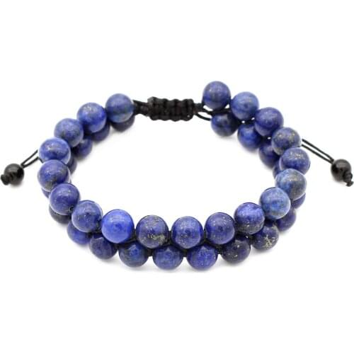 8mm Lapis Lazuli Double Layer Natural Stone Bracelet Yoga Beads Hand Woven Bracelet Healing Balance Gift