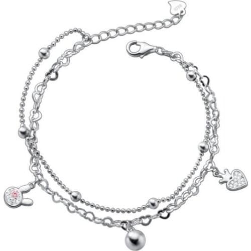 Silver Bracelet 100% 925 Sterling Silver Bracelete Fashion Style with Cubic Zirconia