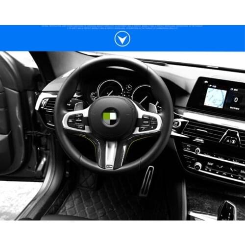 Carbon Fiber 2pcs Steering Wheel Sequins Trim Cover Molding Fit For BMW X5 2019 2020 2021 Decoration Accessories