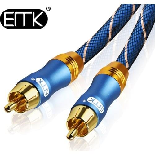 EMK Digital Audio Coaxial Cable OD6.0 Premium Stereo Audio RCA to RCA Male Coaxial Cable Speaker Hifi Subwoofer Cable AV TV DVD