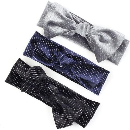 Kids Velvet Bow Childrens Hair Band With Shining Dots For 0-3 Years Old Baby Turban Head Wrap Headband Elastic