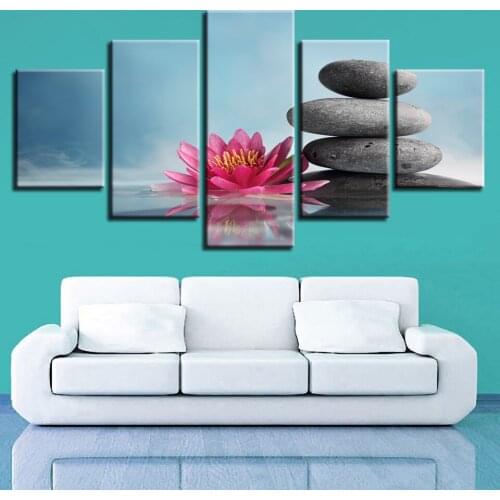 DIY Sticker Picture Scenery Diamond Wall Painting Red Flower Stone 5D 5 Pcs Full Round Drill Home Decor Embroidery Cross Stitch