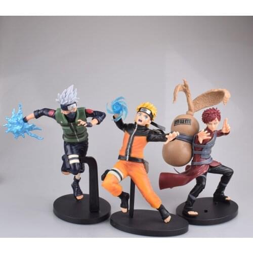 NARUTO Uzumaki Naruto Hatake Kakashi Gaara Anime PVC Action Figures Collection Model Toy Doll gift 3pcs/set Opp Bag