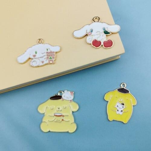 10pcs/lot Cartoon Animals Enamel Charms Cute Dog Bunny Bear Metal Pendants Handmade Finding For DIY Jewelry Accessories