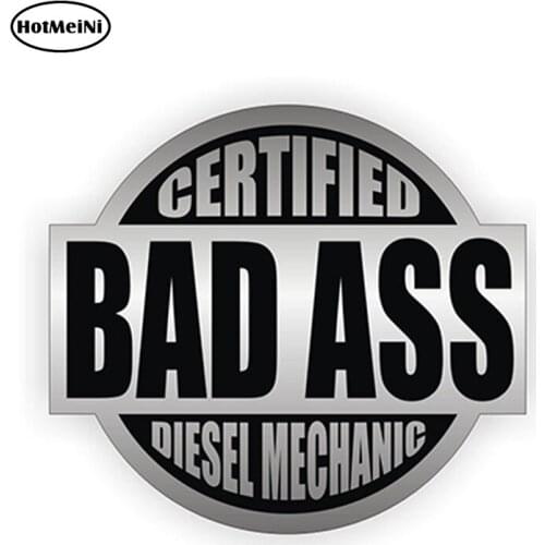 HotMeiNi 12cm x 10.7cm Certified Bad Ass Diesel Mechanic Hard Hat Decal Helmet Sticker Label Tech Car Styling