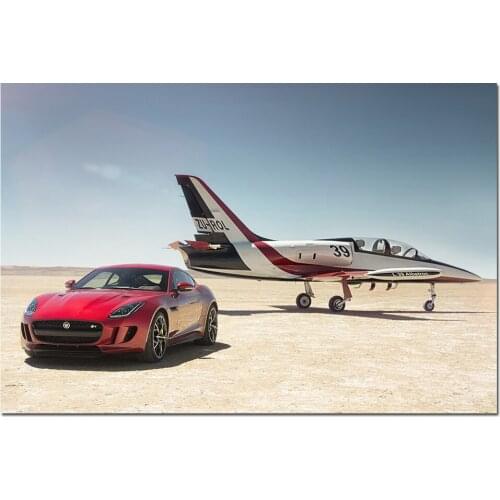 Jaguar F-TYPE R Super Car and Fighter Poster Canvas Paintings Wall Art Pictures Prints for Living Room Home Decor