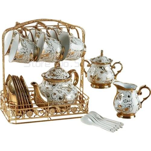 Coffee Cup Set European luxury complete set of bone china ceramic cup and plate tea set tea cup mug