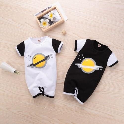 New Born Baby Boys Girls Printed Clothing Summer Thin Short Sleeved Rompers Infant Planet Poached Egg Costumes Baby Clothes