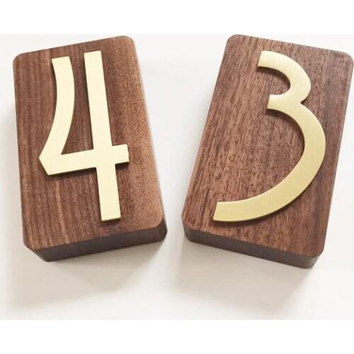 Walnut pure copper house number creative Nordic brass home guest house villa