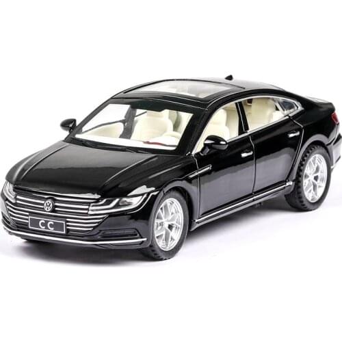 1:32 Scale Diecast Toy Car Model Volkswagen CC Pull Back Doors Openable Sound & Light Educational Collection Gift For Kid