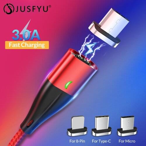 3A Magnetic Cable Fast Charging Type C Cable For iPhone Xiaomi Charger Data Charge Micro USB Cable Quick Charge 3.0 USB C Cable
