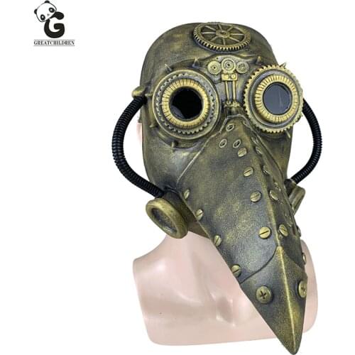 Plague Doctor Schnabel Masks Pipe Latex Steam Punks Mask Horror Halloween Bird Cosplay Mechanical Beak Masks Prop Carnival