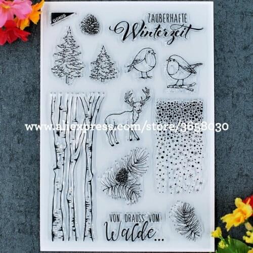 German Winter Tree Scrapbook DIY photo cards rubber stamp clear stamp transparent stamp 12x17cm 80713100