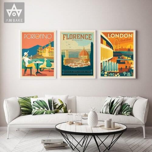 New York Netherlands London France Vintage Travel City Landscape Poster Paris Prints Painting Art Wall Pictures Room Home Decor