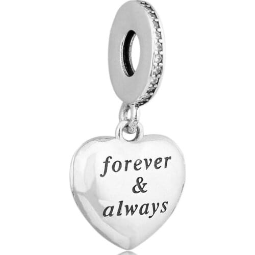 Original Love Heart Forever & Always My Beautiful Wife Pendant Beads Fit 925 Sterling Silver Charm Bracelet Diy Jewelry