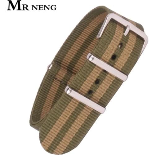 Watchbands 18mm 20mm 22mm Nylon Green/Gold bracelet Cambo Army Military nato fabric Woven Watch Strap Band Buckle belt 22 mm