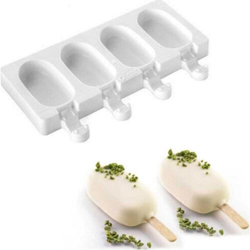 4 Cell Silicone Frozen Ice Cream Mold Juice Popsicle Maker Children Pop Mould DIY Ice Stick Molds Popsicle Maker Tray Hot Sale