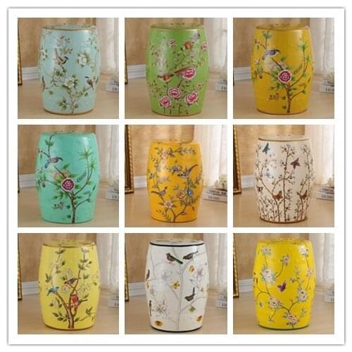 Special Hand-painted Flower-and-bird Chinese-style Ceramic Drum Stool Shoe home decoration hotel Ceramic porcelain stool