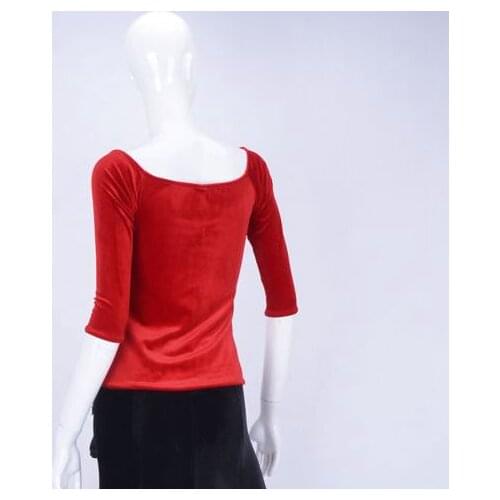 Standard dance, modern dance, big round neck, seven point sleeve, front collar, wrinkle velvet, exercise coat, T13052