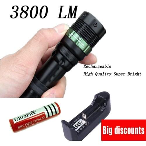 High Quality Super Bright 3800 Lumens Q5 LED Flashlight Torch light lanterna led linterna flashlights+18650 Battery+Charger