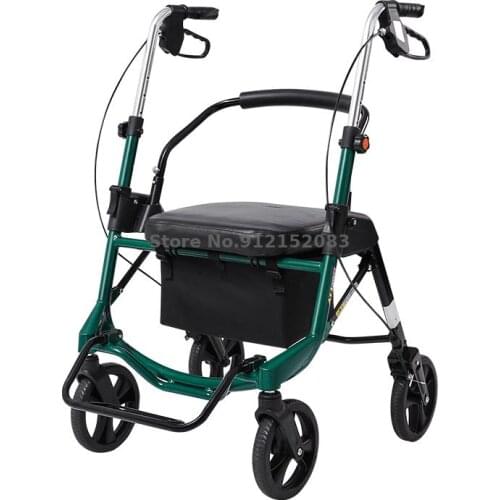 Elderly Trolley Four-wheel Shopping Cart Elderly Grocery Shopping Cart Portable Walker Push Chair Can Sit
