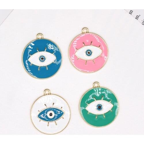 4pcs New Alloy Enamel Turkish Evil Eye Earring Charms Fashion Personality Earrings Necklace Pendant Accessory Lucky Jewelry Make