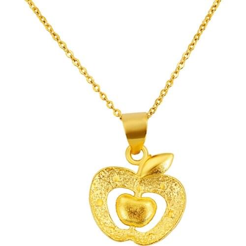 VAMOOSY 24K Gold Lucky Apple Pendant Necklace for Women Implication Peaceful Always Collar Fashion Wedding Engagement Jewelry