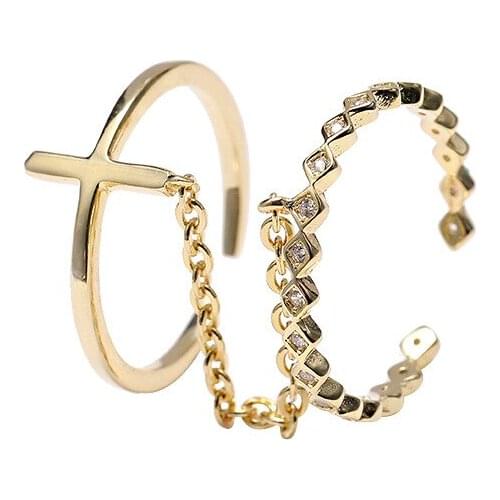 Personality S925 Sterling Silver Zircon Rings for Women Resizable Simple Cross Ring Chic Women Wedding Rings Anniversary Jewelry