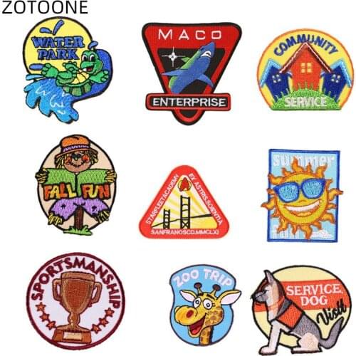 ZOTOONE Sew on Embroidered Patch Heat Transfer Iron on Animal Badge for Clothes Jeans DIY Dog Shark Patches for Kids Applique G