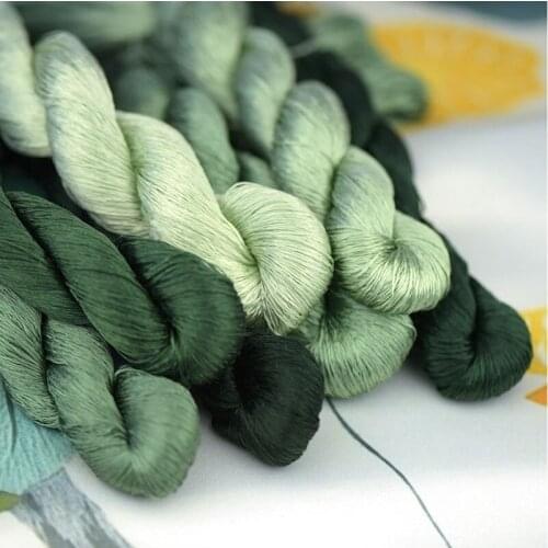 1pcs 100% silk thread hand embroidery embroider cross stitch 400m silk embroidery thread blackish green series/7 pure colors
