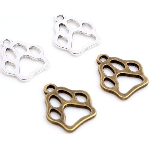 19x17mm 20pcs Antique Silver Plated Bronze Cat Or Dog Footprint Handmade Charms Pendant:DIY for bracelet necklace