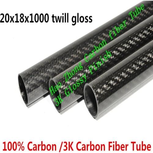 20mm x 18mm x 1000mm Length High Quality 3K Carbon Fiber Fabric Wound/Winded/Woven Tube 20*18