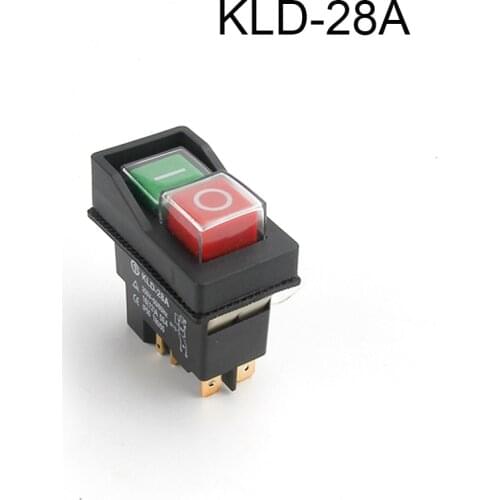250V 16A Waterproof Magnetic On Off Switch KLD28 4 Pin Start Stop Magnetic On Off Switch for Workshop Machines 54*30*55mm