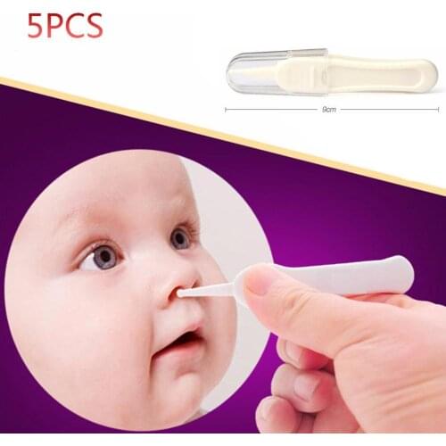 5PCS Baby Care Ear Nose Navel Cleaning Tweezers Safety Forceps Plastic Cleaner Clip