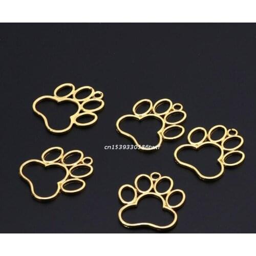 5Pcs Pet Dog Footprint Blank Frame Pendant Open Bezel Setting UV Resin Jewelry Dropship