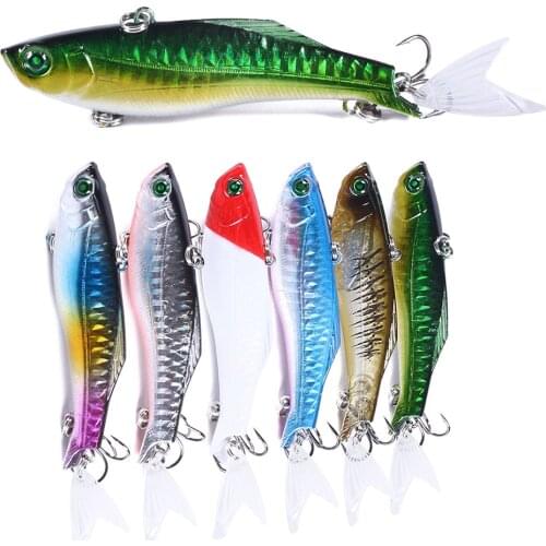 8cm 22g Winter Sea Hard Fishing Lure VIB Bait 3D eyes With Lead Inside Diving Swivel Jig Wing Wobbler Crankbait 1pcs
