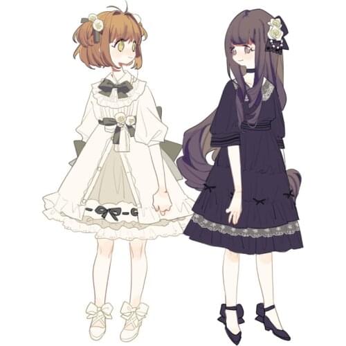 Anime Card Captor Sakura Cosplay Style Lolita Dress Sakura & Tomoyo Beige & Purple Knee Length Cute One Piece