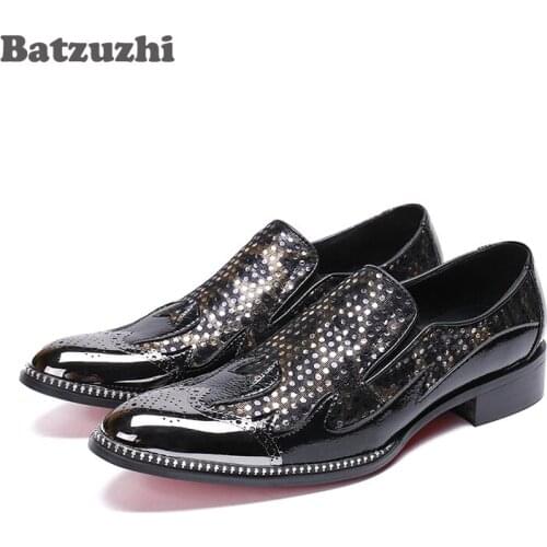 Batzuzhi Handmade Men Shoes Iron Toe Black Genuine Leather Dress Shoes Men Formal Oxford Shoes for Men zapatos de hombre, US12