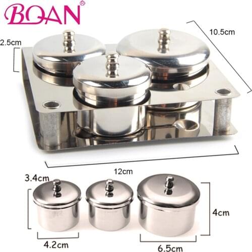 BQAN 3Pcs Nail Art Equipment Mini Steel Decoration Acrylic Nails Tips Cup Dappen Professional Manicure Tool For Liquid Powder