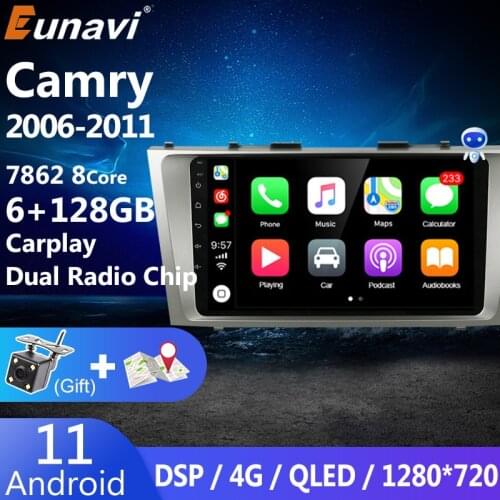 Eunavi 9inch Android 11 Car DVD Radio Multimedia Video Player For Toyota Camry 40 50 2006 2007 - 2011 Navigation GPS 2 Din 2Din