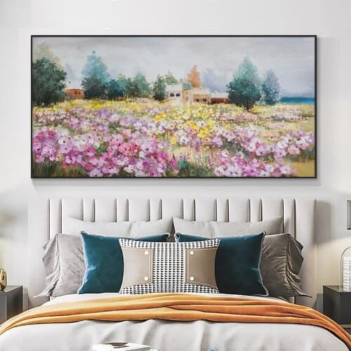 Yiqing Large Size Flower Trees Painting 100% Hand Painted Oil Painting On Canvas Modern Landscape Wall Art For Bedroom Decor