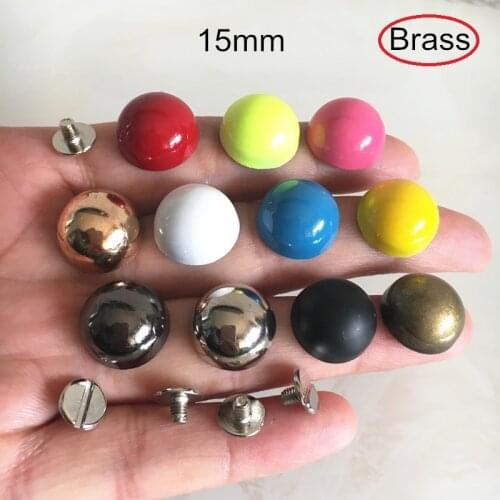 30 Set Half Round Rivet Studs Spike,15mm Domed Brass Mushroom Screw Rivets,DIY Purse/Bag/Belt Leather Crafts,Gold,Silver,Black