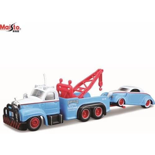 Maisto 1:64 1953 Mack B-61 Tow Truck 1937 Ford Design elite transport Die-casting car model collection gift toy