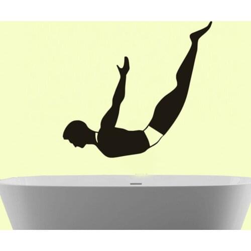 Diver Diving Silhouette Wall Stickers HomeDecor Living Room Removable Vinyl Wall Stickers For Bathroom tile Muraux DecalSA017