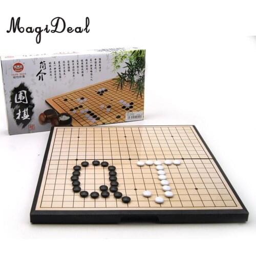 Portable Magnetic Go Game Set With Single Convex Magnetic Plastic Stones Set Go Board Foldable Design for Party Travel Fishing