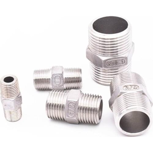 1/8" 1/4" 3/8" 1/2" 3/4" 1" 1-1/4" 1-1/2" BSP Male to Male Thread Hex Nipple Threaded Reducer Pipe Fitting Stainless Steel 304
