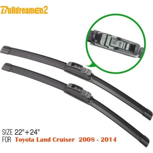 Buildreamen2 Car Soft Rubber Bracketless Windshield Passenger & Driver Windscreen Wiper Blade For Toyota Land Cruiser 2008-2014