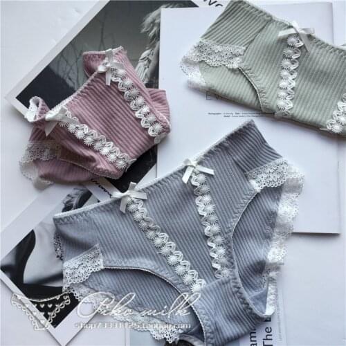 Cute Bow Lace Women’s Underwear Comfortable Cotton Ladies Panties Sexy Low-Waist Seamless Feamle Briefs Lingerie Tanga